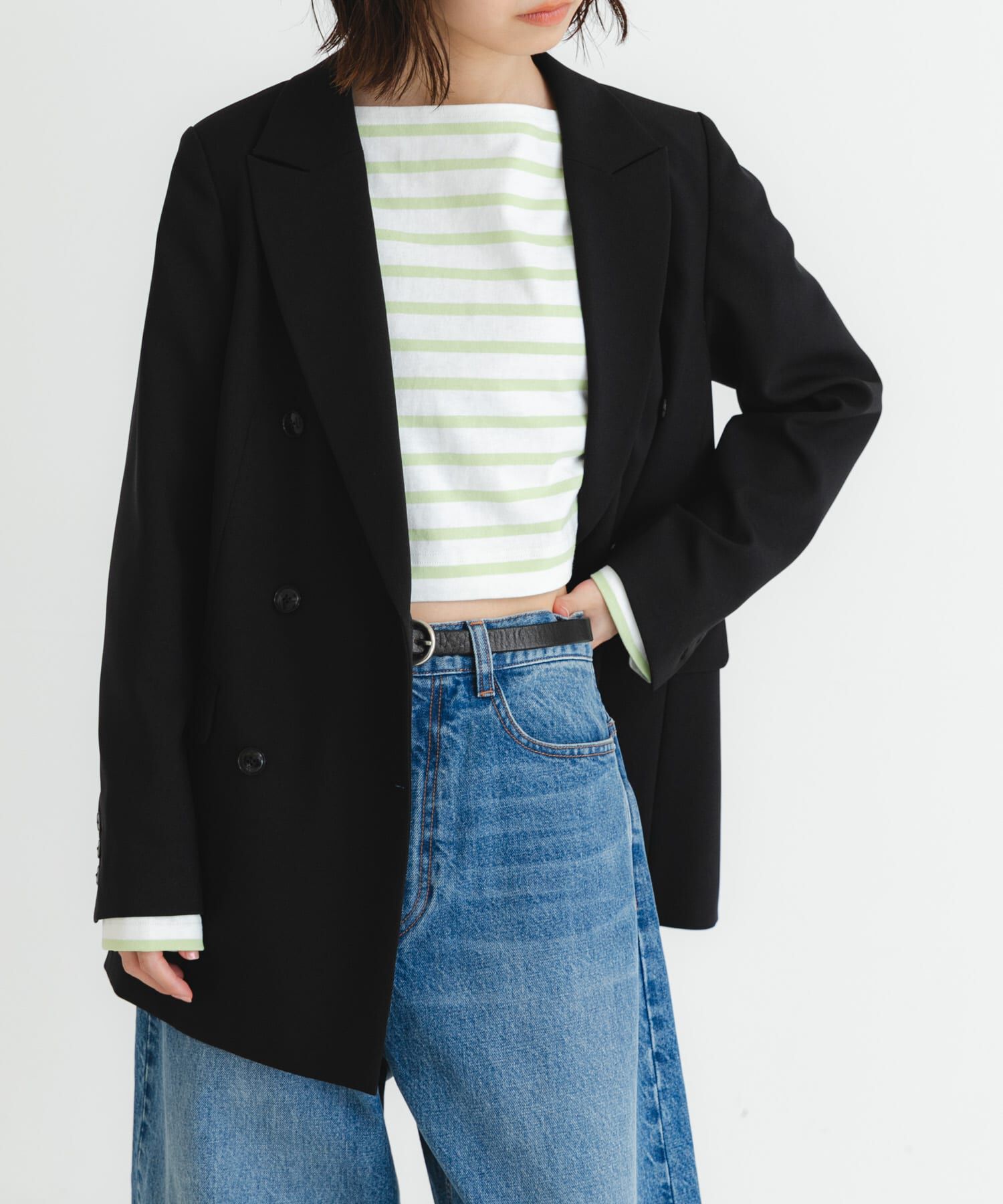 URBAN RESEARCH「『WEB/一部店舗限定』『別注』Le minor&times;UR　Border cropped Tee」|Tシャツ・カットソー|