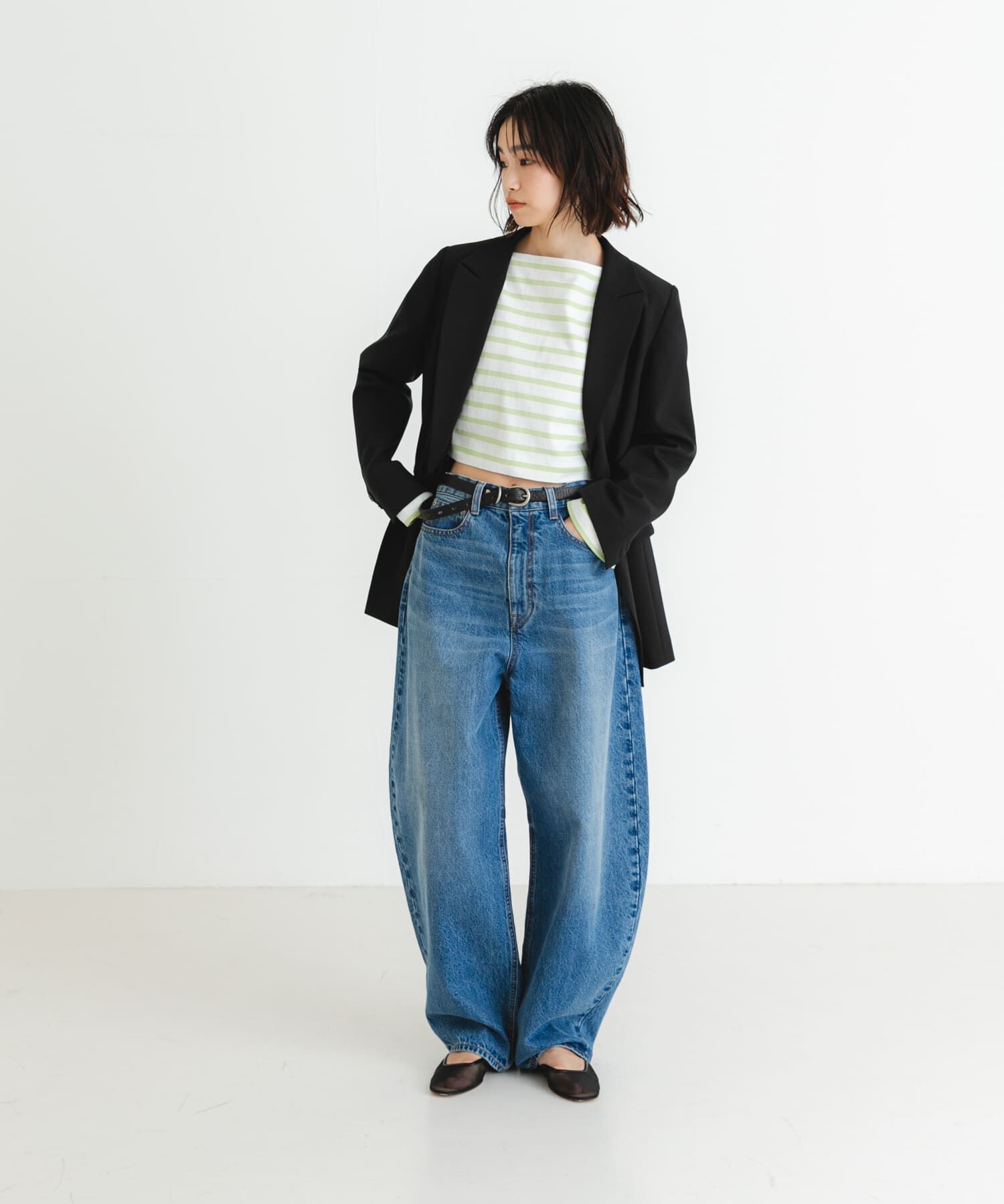 URBAN RESEARCH「『WEB/一部店舗限定』『別注』Le minor&times;UR　Border cropped Tee」|Tシャツ・カットソー|