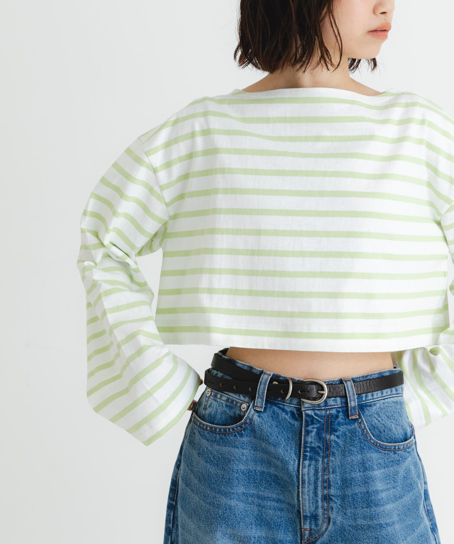 URBAN RESEARCH「『WEB/一部店舗限定』『別注』Le minor&times;UR　Border cropped Tee」|Tシャツ・カットソー|