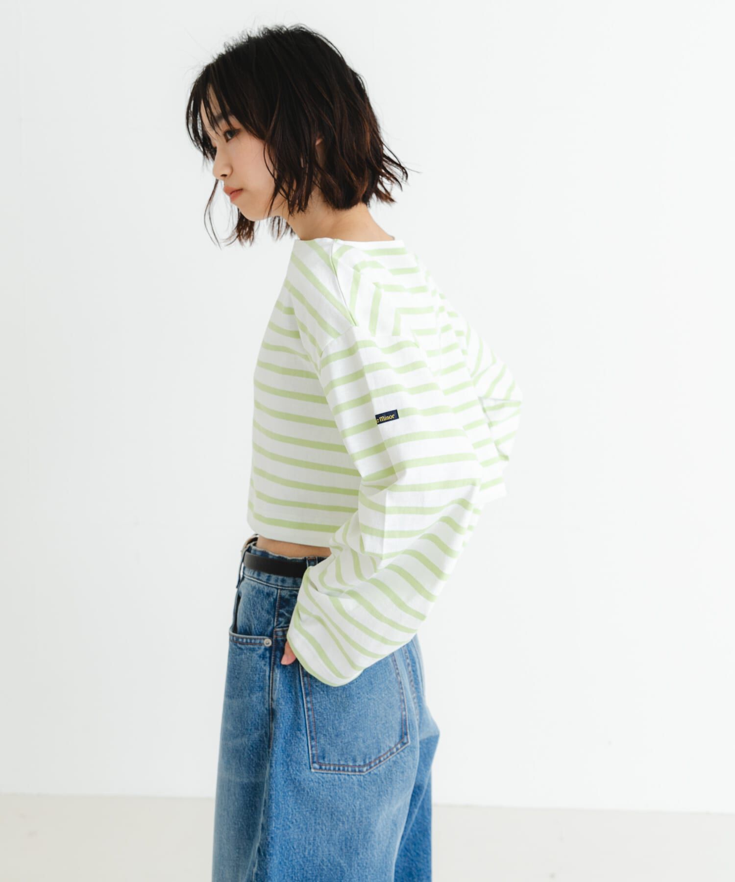 URBAN RESEARCH「『WEB/一部店舗限定』『別注』Le minor&times;UR　Border cropped Tee」|Tシャツ・カットソー|