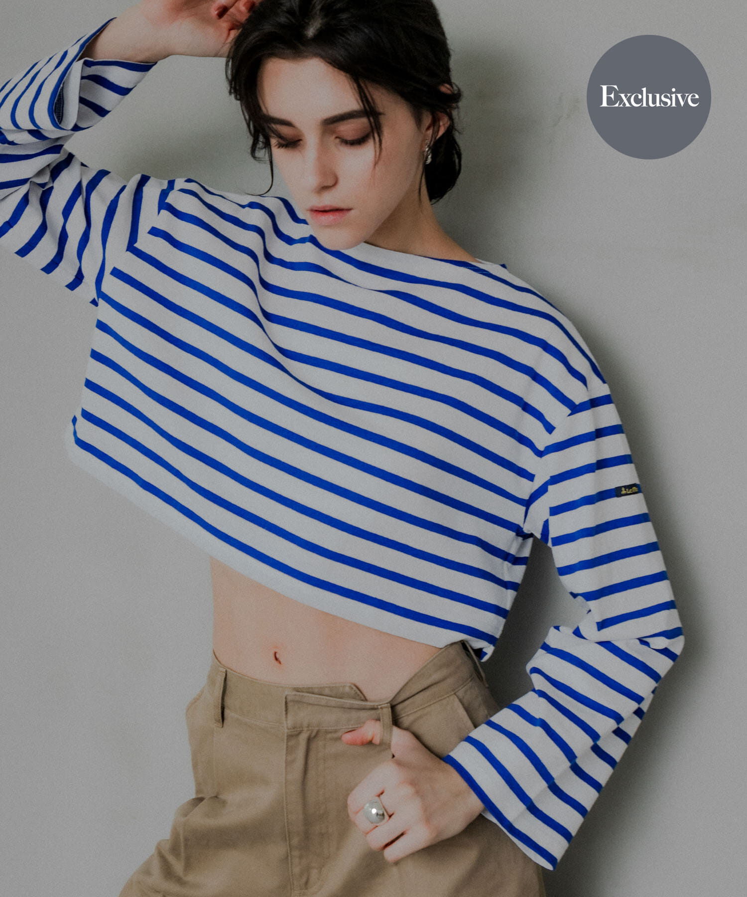 URBAN RESEARCH「『WEB/一部店舗限定』『別注』Le minor&times;UR　Border cropped Tee」|Tシャツ・カットソー|ロイヤルブルー