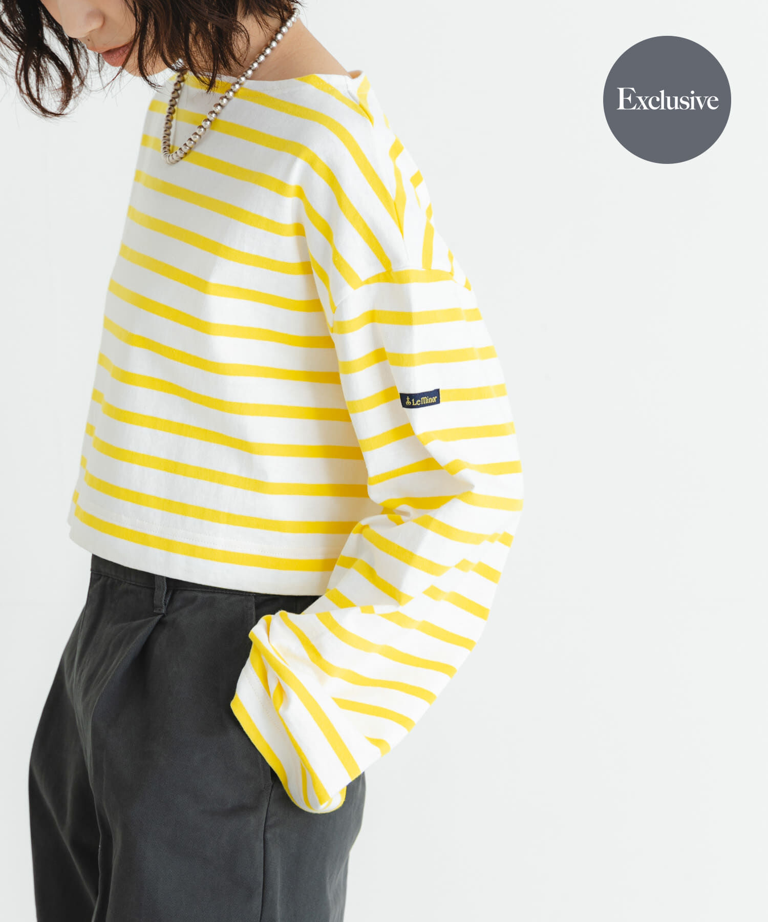 URBAN RESEARCH「『WEB/一部店舗限定』『別注』Le minor&times;UR　Border cropped Tee」|Tシャツ・カットソー|イエロー