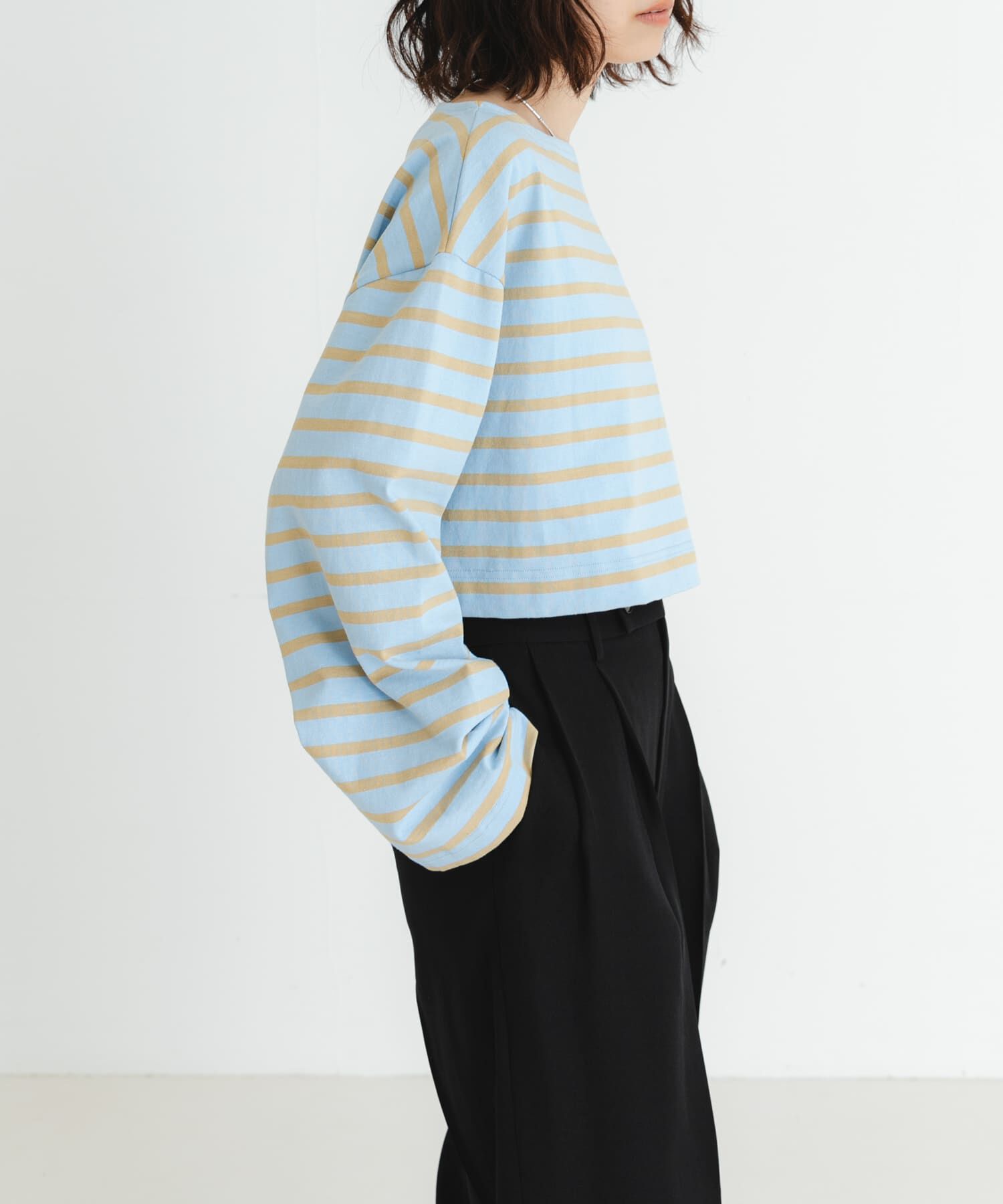 URBAN RESEARCH「『WEB/一部店舗限定』『別注』Le minor&times;UR　Border cropped Tee」|Tシャツ・カットソー|