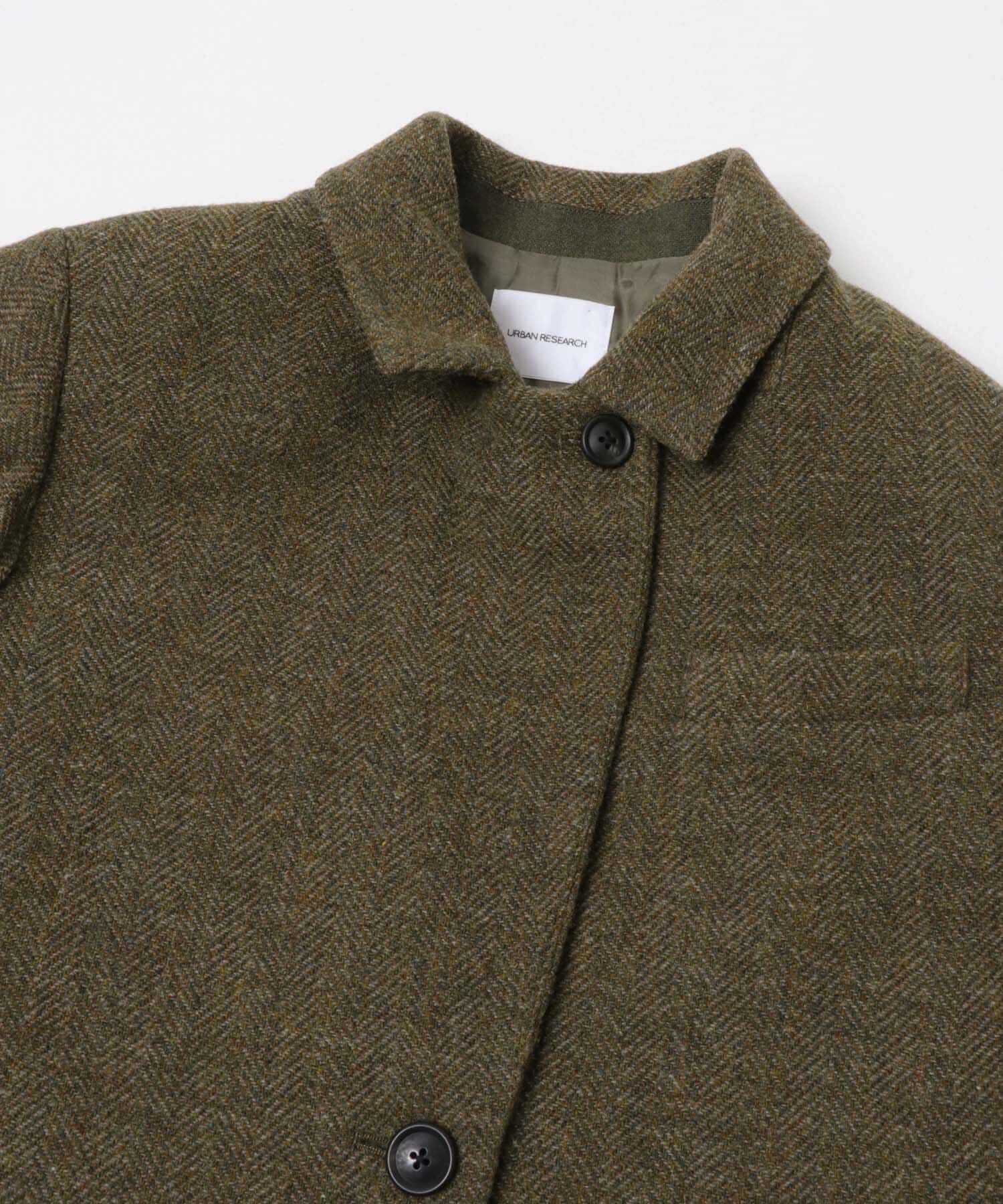 URBAN RESEARCH「ブリティッシュウールツイードジャケット」|ノーカラーコート|