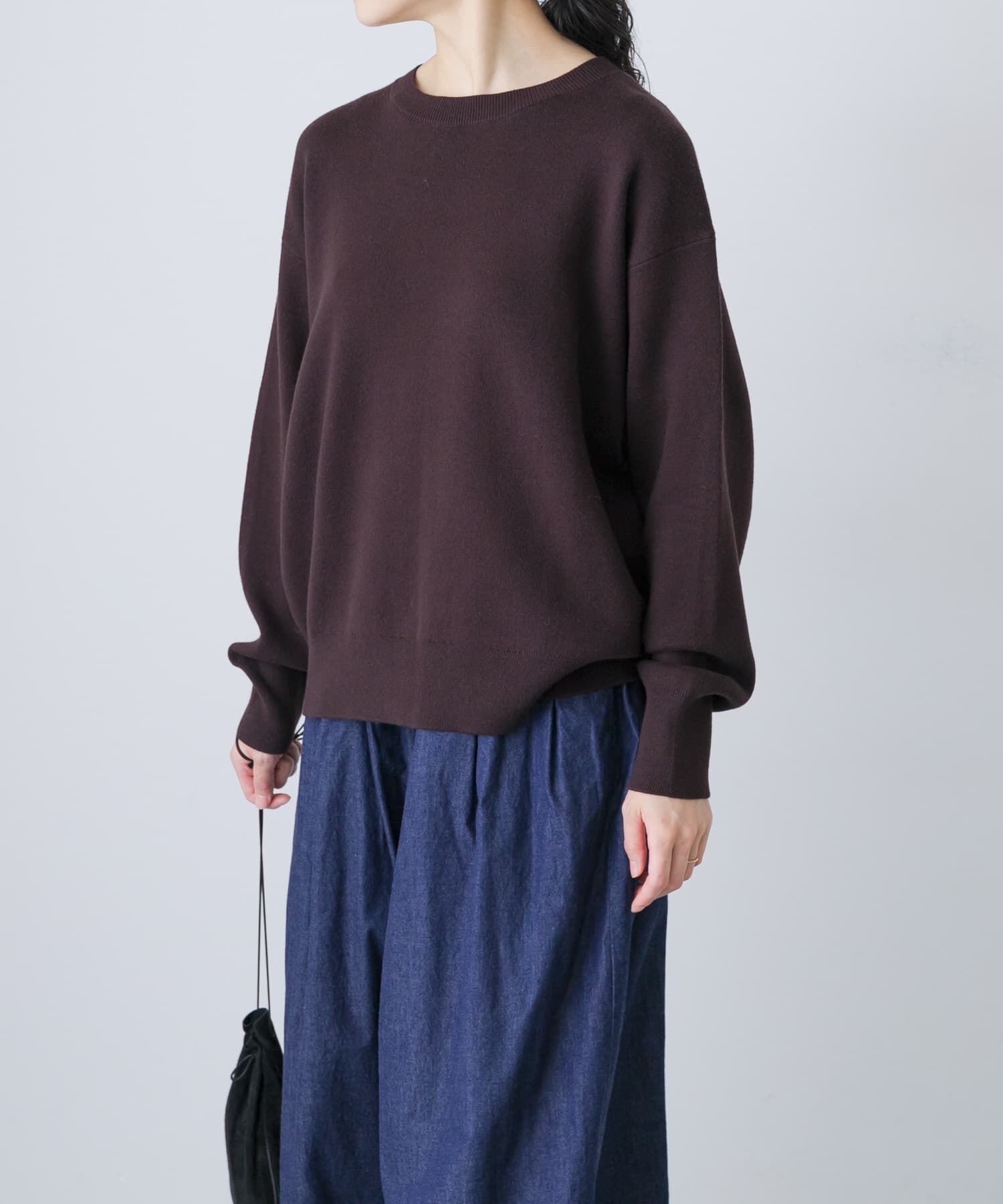 かぐれ「コットンカシミヤプルオーバー」|ニット・セーター|ブラウン