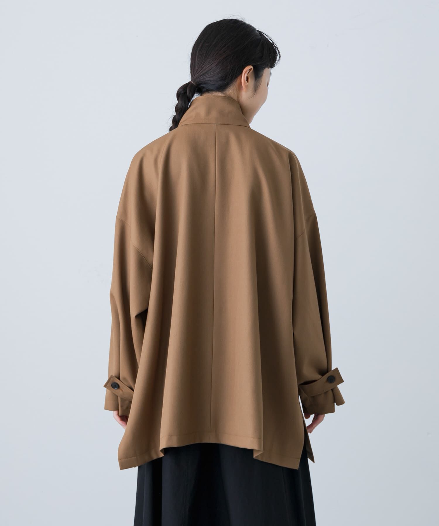 かぐれ「ウールスタンドカラーワイドコート」|ノーカラーコート|