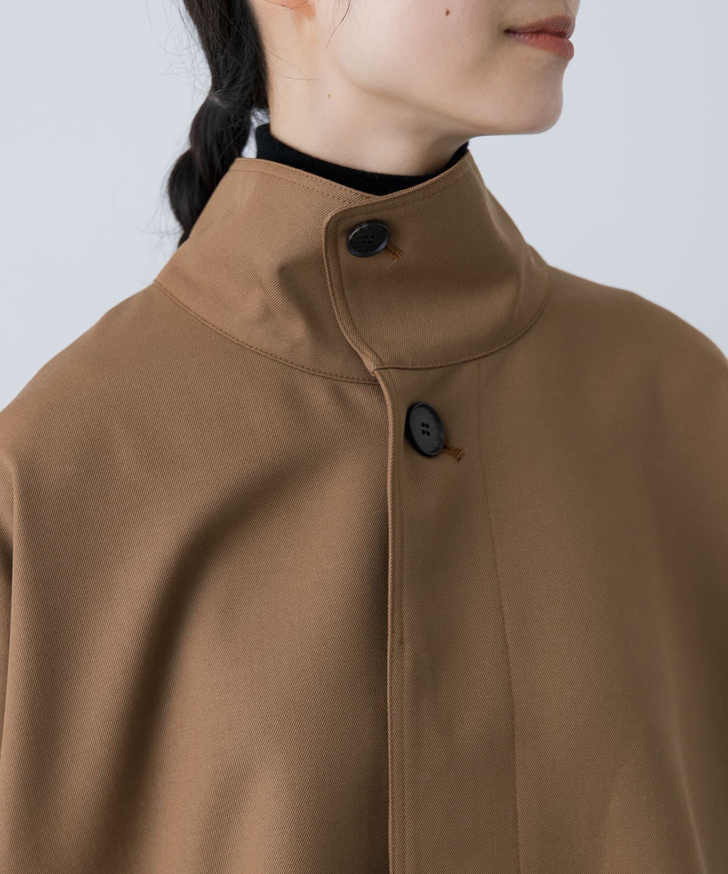 かぐれ「ウールスタンドカラーワイドコート」|ノーカラーコート|