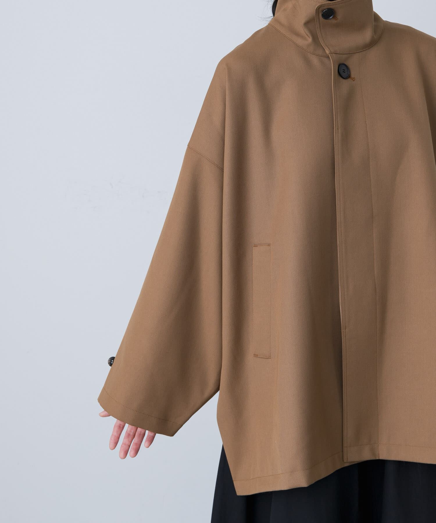 かぐれ「ウールスタンドカラーワイドコート」|ノーカラーコート|