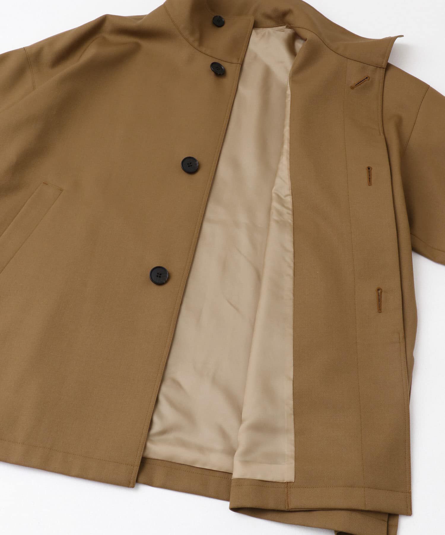 かぐれ「ウールスタンドカラーワイドコート」|ノーカラーコート|