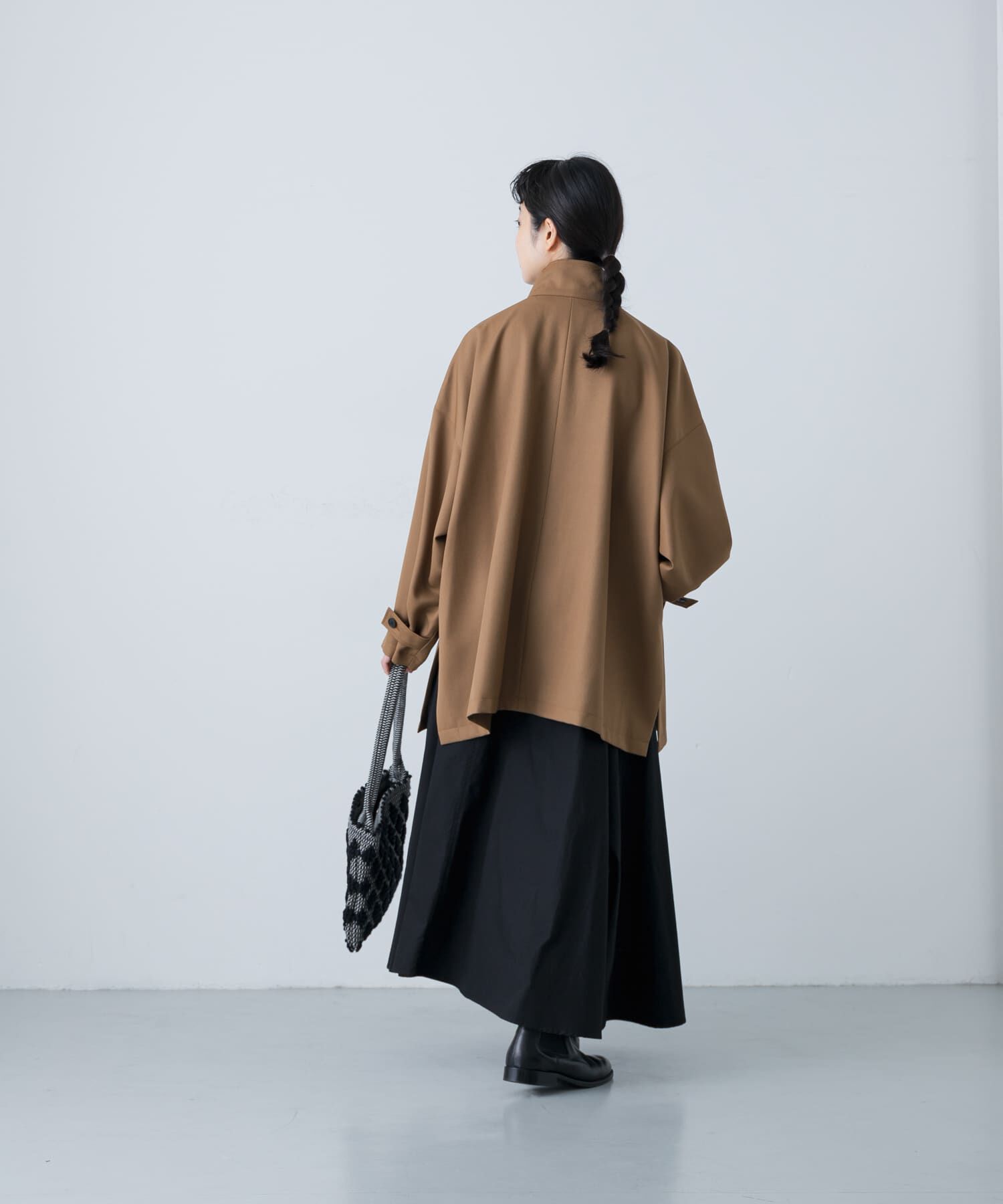 かぐれ「ウールスタンドカラーワイドコート」|ノーカラーコート|