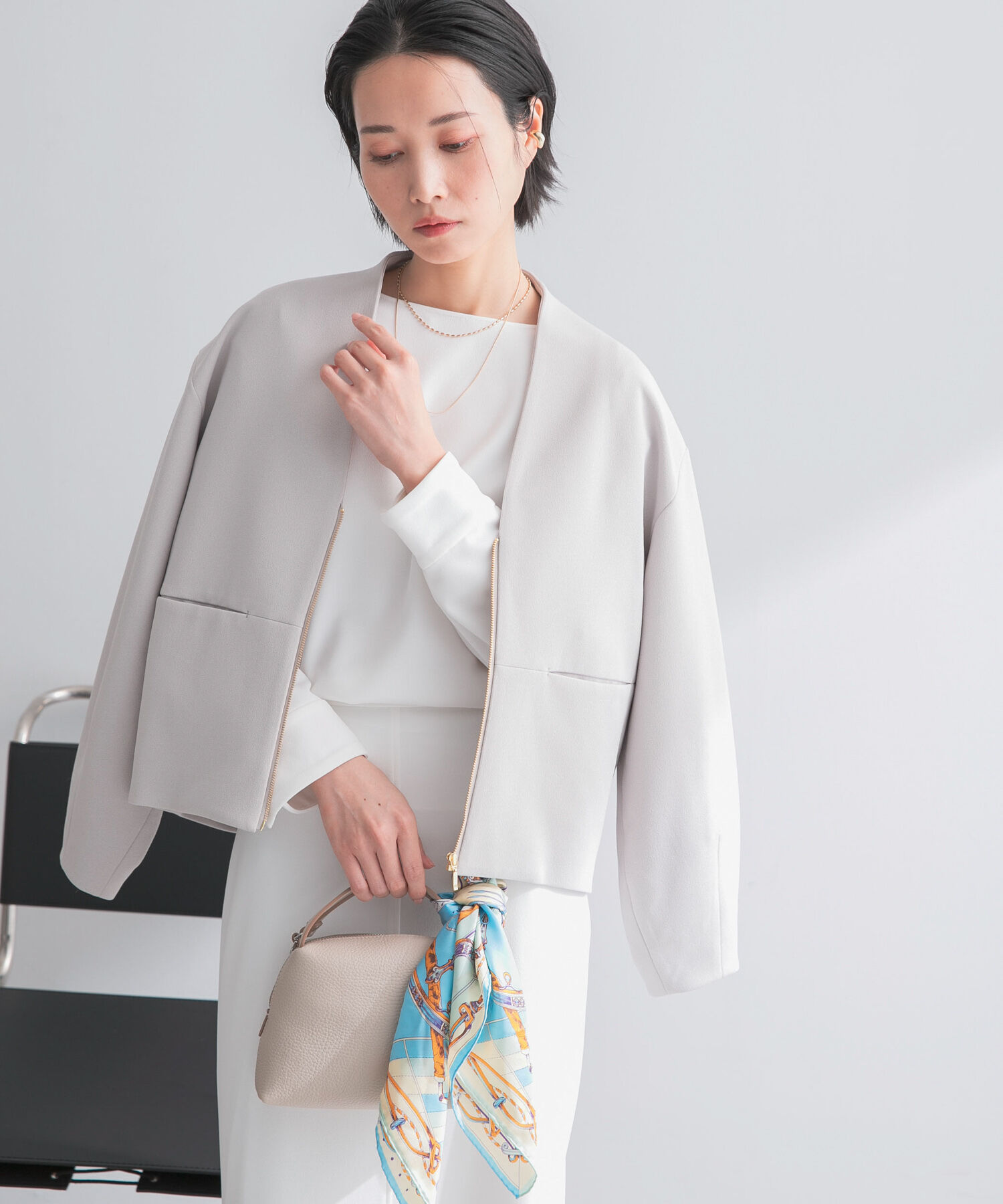 URBAN RESEARCH ROSSO「ストレッチジョーゼットブルゾン」|ブルゾン・スタジャン|