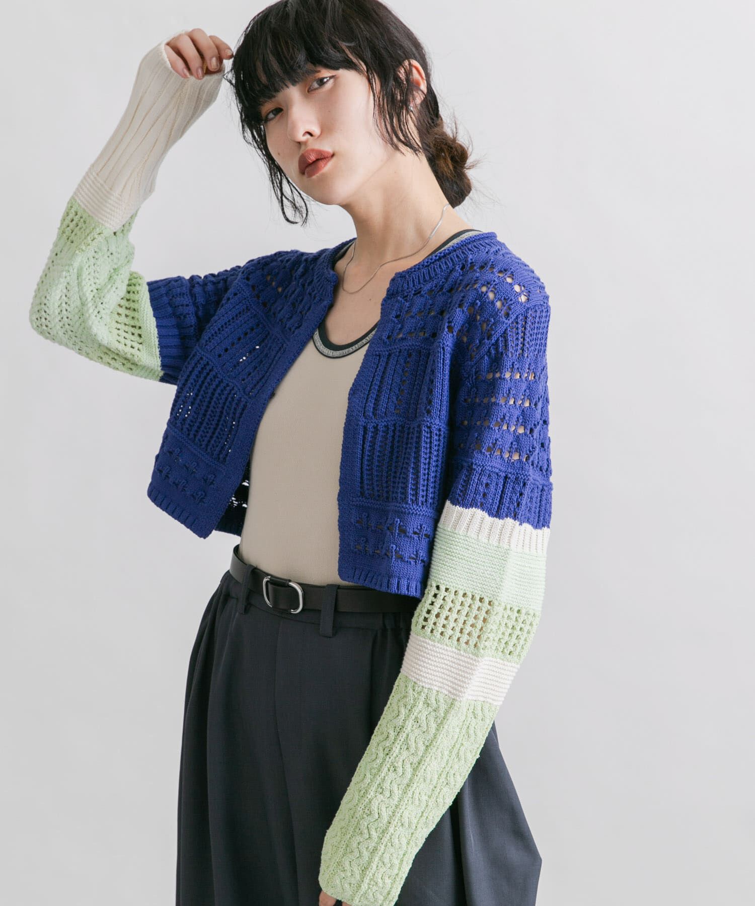  「パッチワークショートカーディガン」|カーディガン|