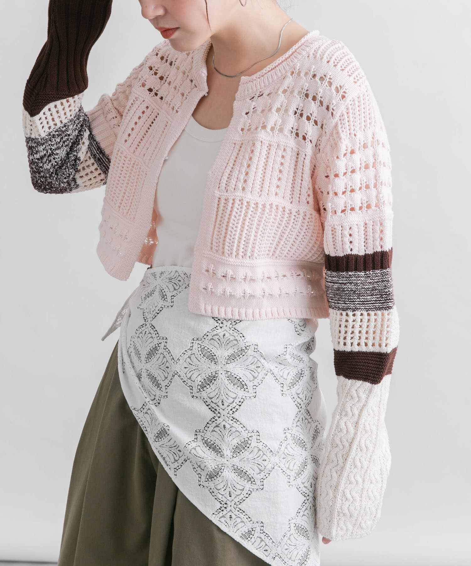  「パッチワークショートカーディガン」|カーディガン|