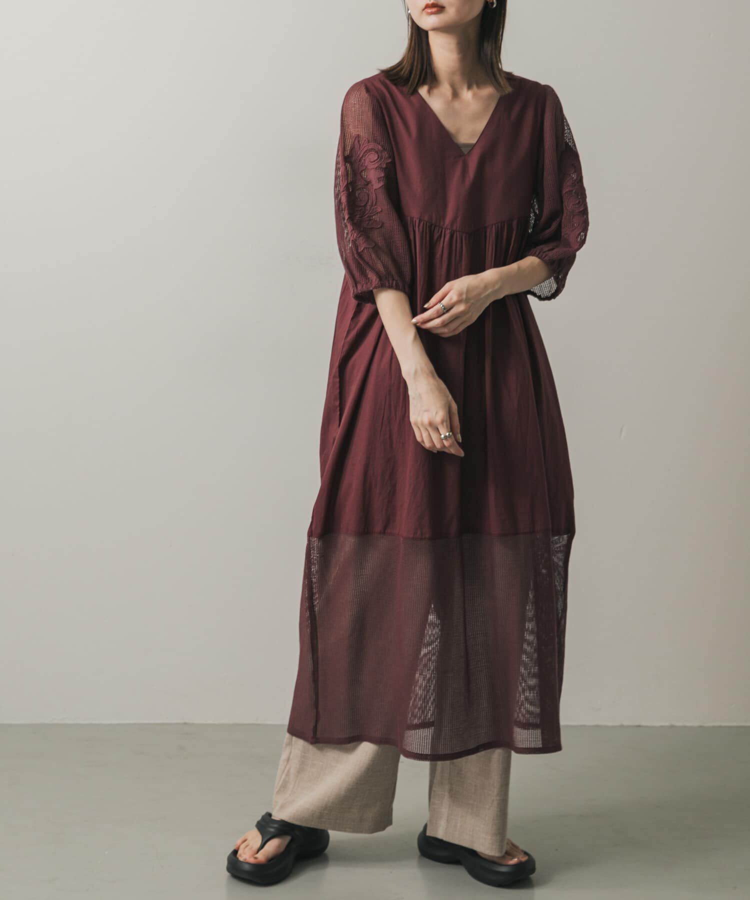 SENSE OF PLACE by URBAN RESEARCH「インドシシュウメッシュワンピース」|ワンピース|