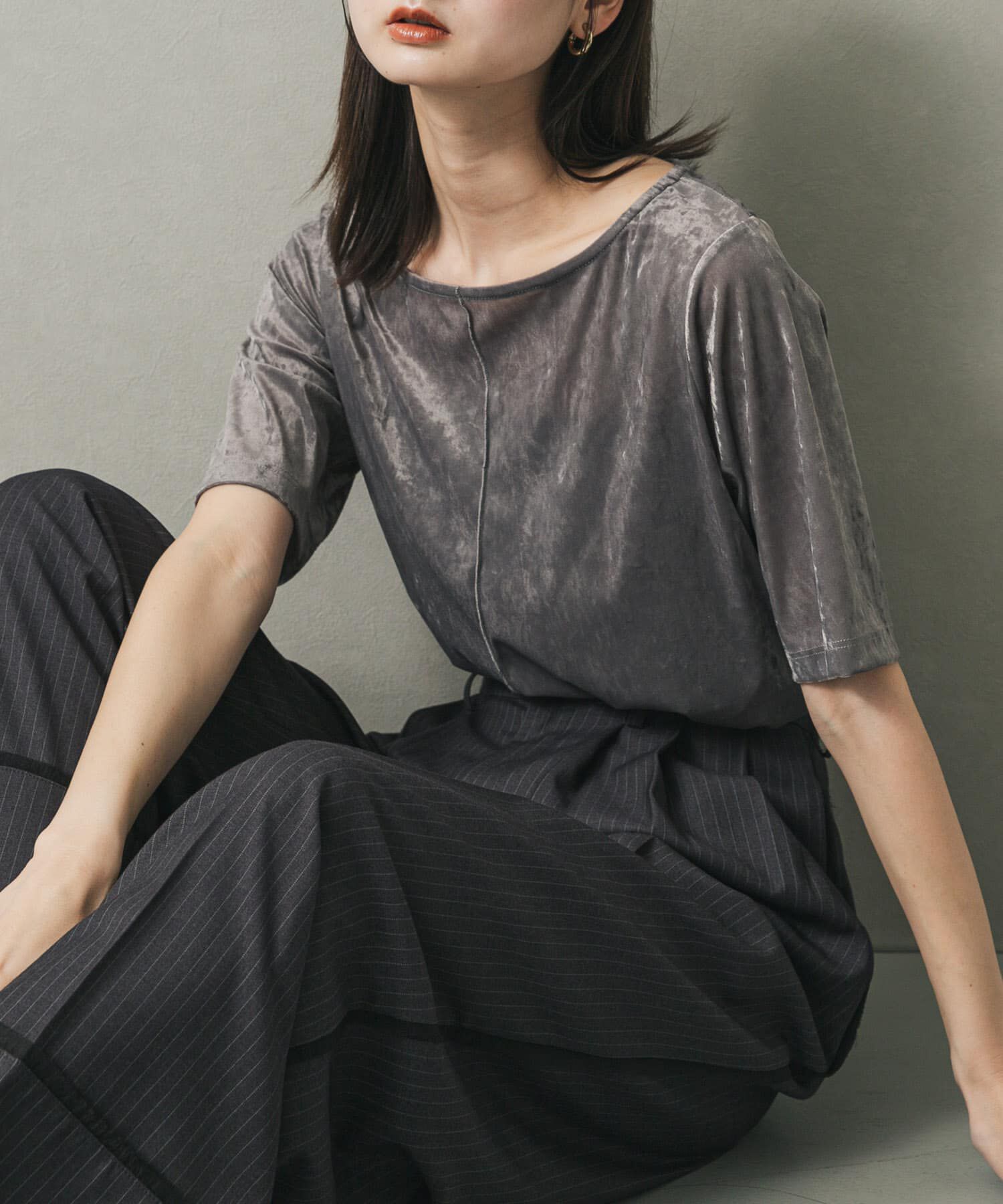 SENSE OF PLACE by URBAN RESEARCH「シアーベロアTシャツ(半袖)」|Tシャツ・カットソー|グレー