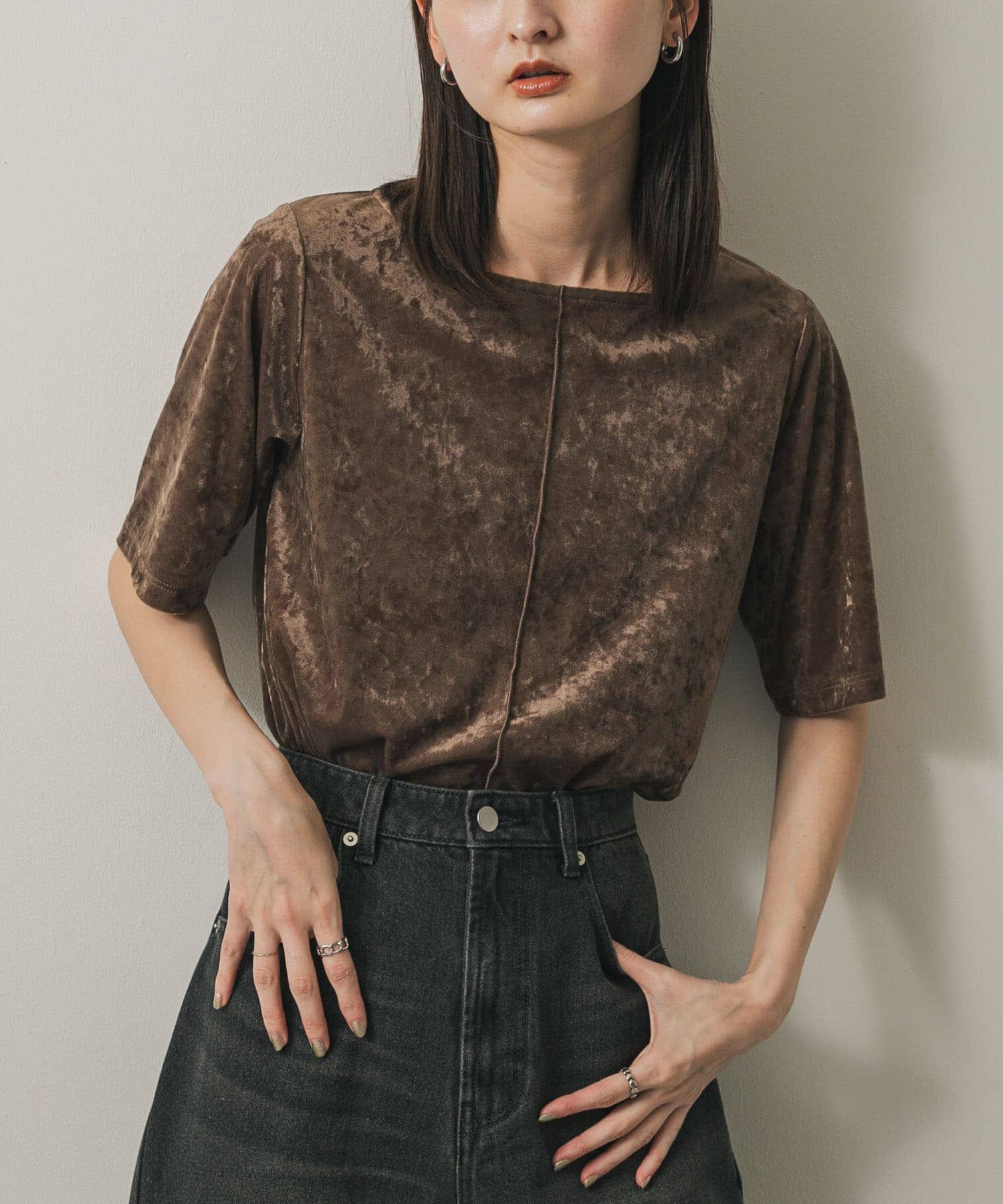 SENSE OF PLACE by URBAN RESEARCH「シアーベロアTシャツ(半袖)」|Tシャツ・カットソー|モカ