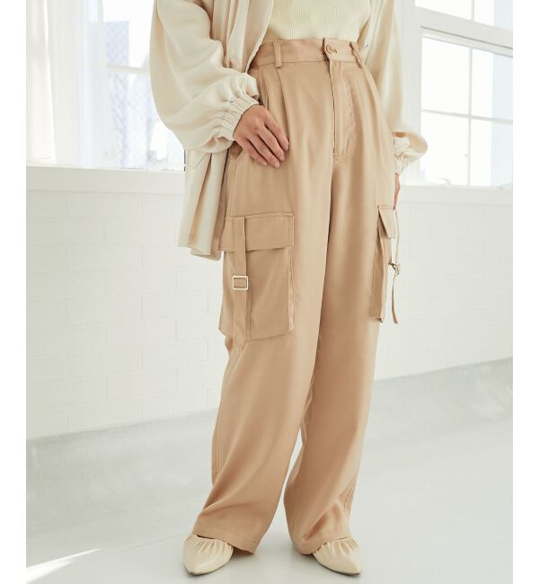 MAJESTICLEGON「サテンカーゴパンツ」|カーゴ|アイボリー