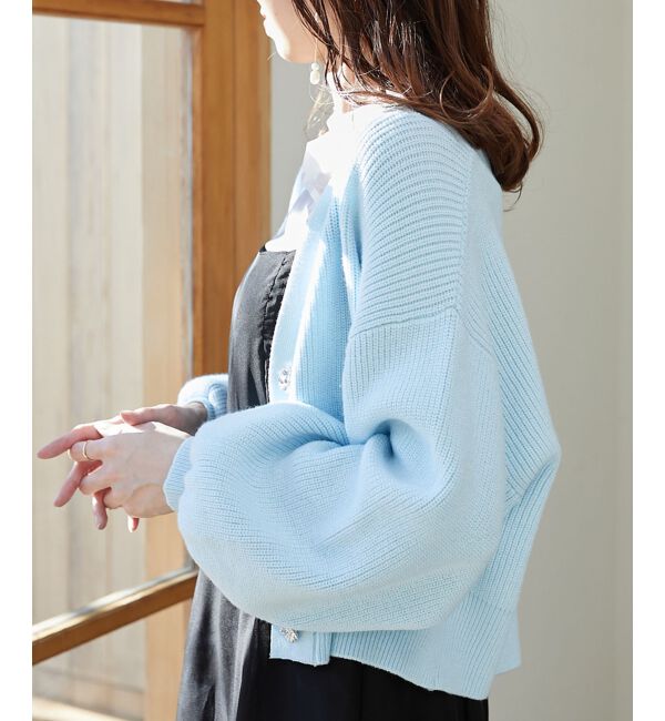 MAJESTICLEGON「ビジュー釦ショートカーディガン」|カーディガン|