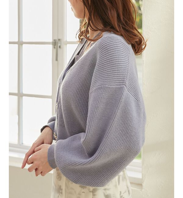 MAJESTICLEGON「ビジュー釦ショートカーディガン」|カーディガン|