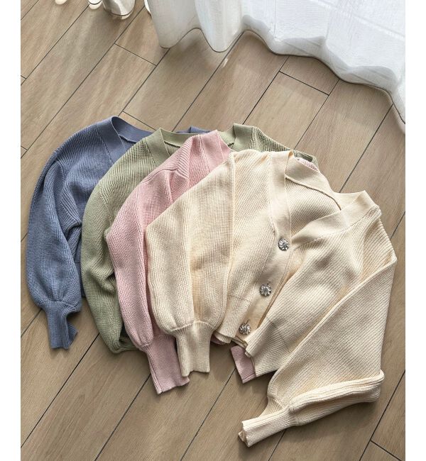 MAJESTICLEGON「ビジュー釦ショートカーディガン」|カーディガン|