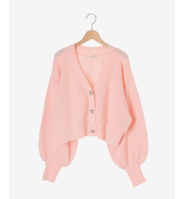 MAJESTICLEGON「ビジュー釦ショートカーディガン」|カーディガン|