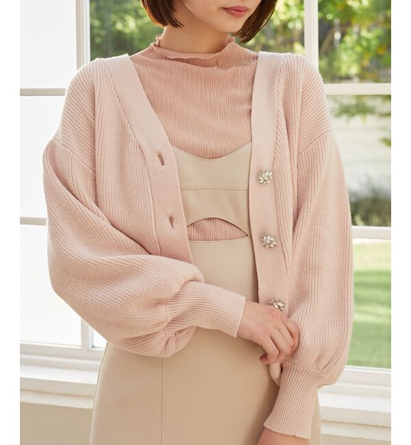 MAJESTICLEGON「ビジュー釦ショートカーディガン」|カーディガン|