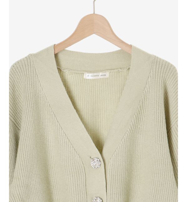 MAJESTICLEGON「ビジュー釦ショートカーディガン」|カーディガン|