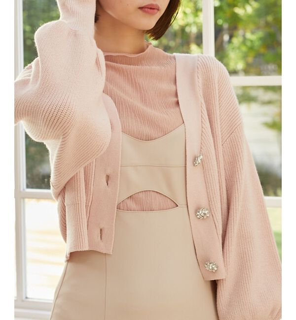 MAJESTICLEGON「ビジュー釦ショートカーディガン」|カーディガン|