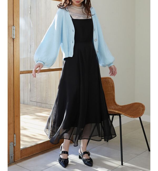 MAJESTICLEGON「ビジュー釦ショートカーディガン」|カーディガン|