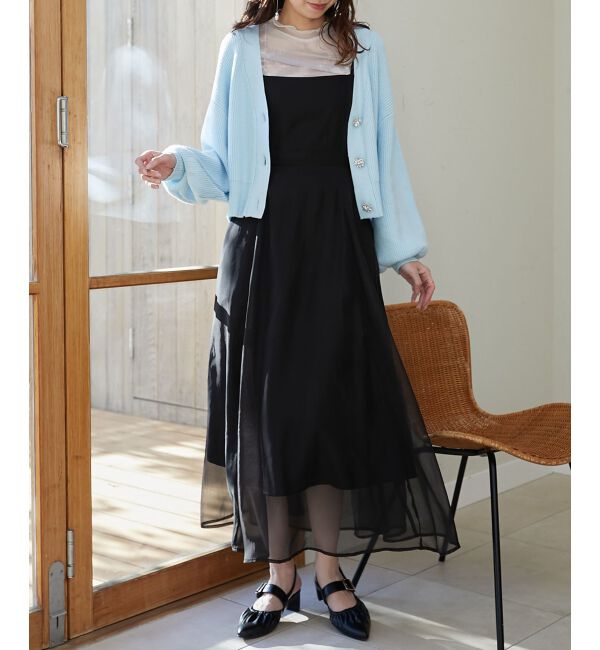 MAJESTICLEGON「ビジュー釦ショートカーディガン」|カーディガン|