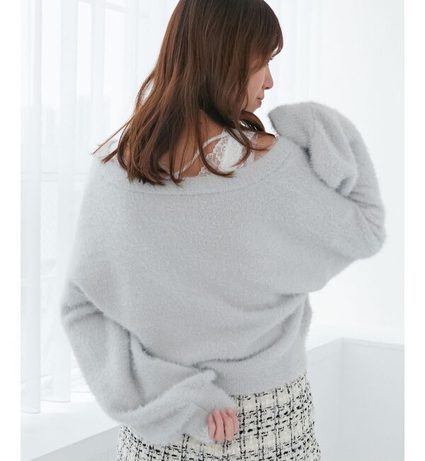 MAJESTICLEGON「キラキラビーズ刺繍シャギーカーデ」|カーディガン|