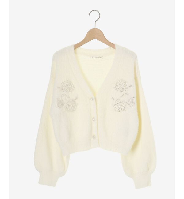 MAJESTICLEGON「キラキラビーズ刺繍シャギーカーデ」|カーディガン|