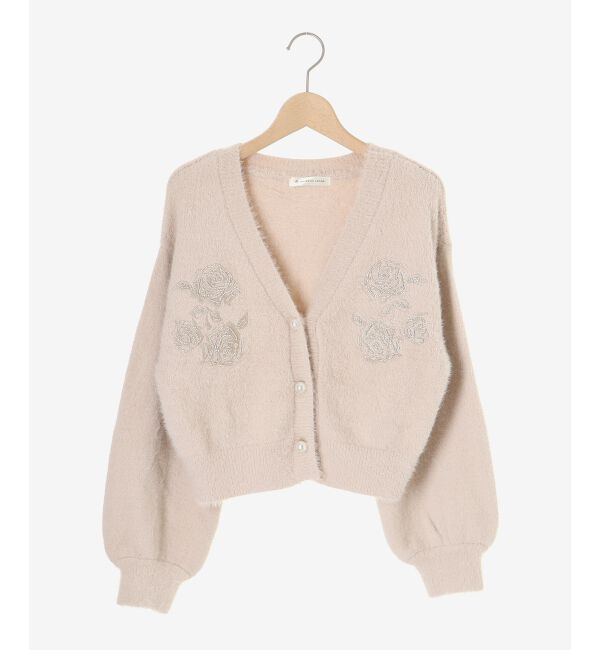 MAJESTICLEGON「キラキラビーズ刺繍シャギーカーデ」|カーディガン|