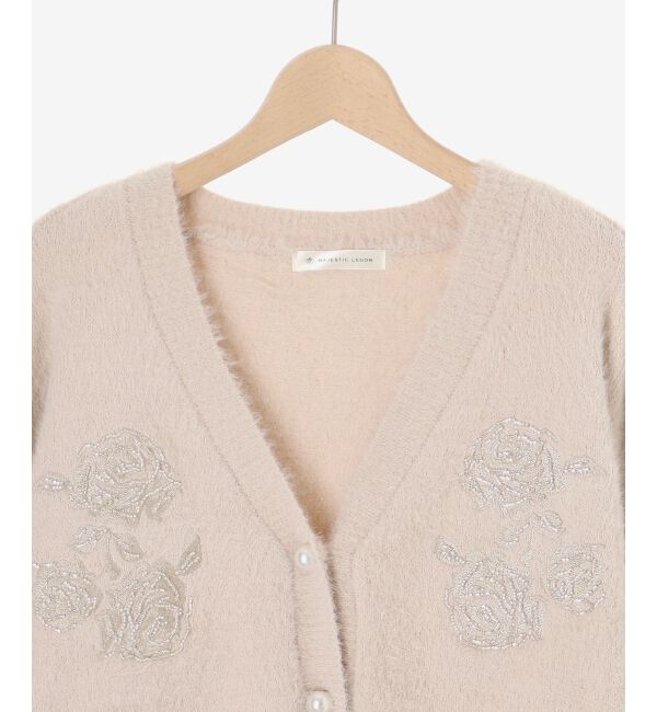 MAJESTICLEGON「キラキラビーズ刺繍シャギーカーデ」|カーディガン|
