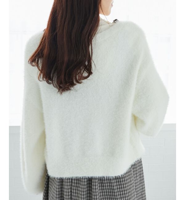 MAJESTICLEGON「キラキラビーズ刺繍シャギーカーデ」|カーディガン|