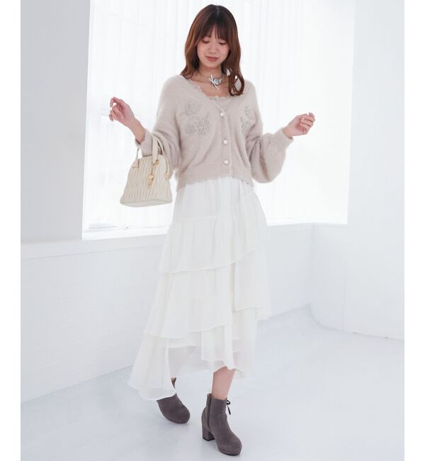 MAJESTICLEGON「キラキラビーズ刺繍シャギーカーデ」|カーディガン|