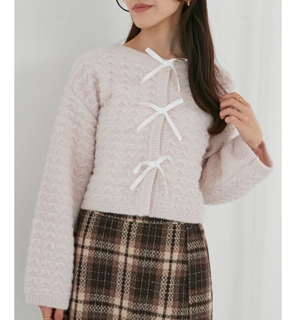  「フロントリボンショートカーディガン」|カーディガン|