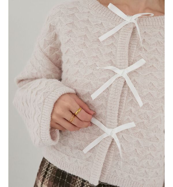  「フロントリボンショートカーディガン」|カーディガン|