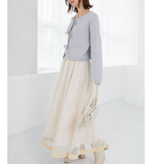  「フロントリボンショートカーディガン」|カーディガン|