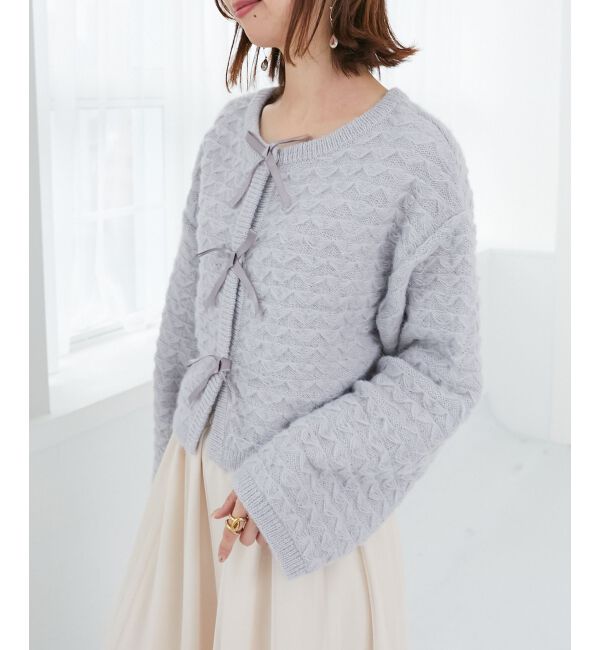  「フロントリボンショートカーディガン」|カーディガン|