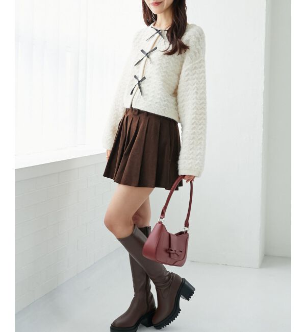  「フロントリボンショートカーディガン」|カーディガン|