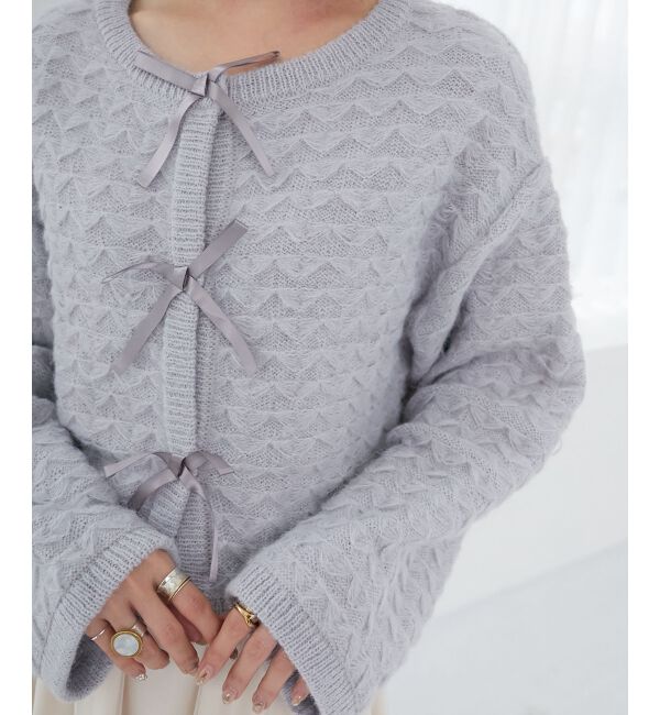  「フロントリボンショートカーディガン」|カーディガン|