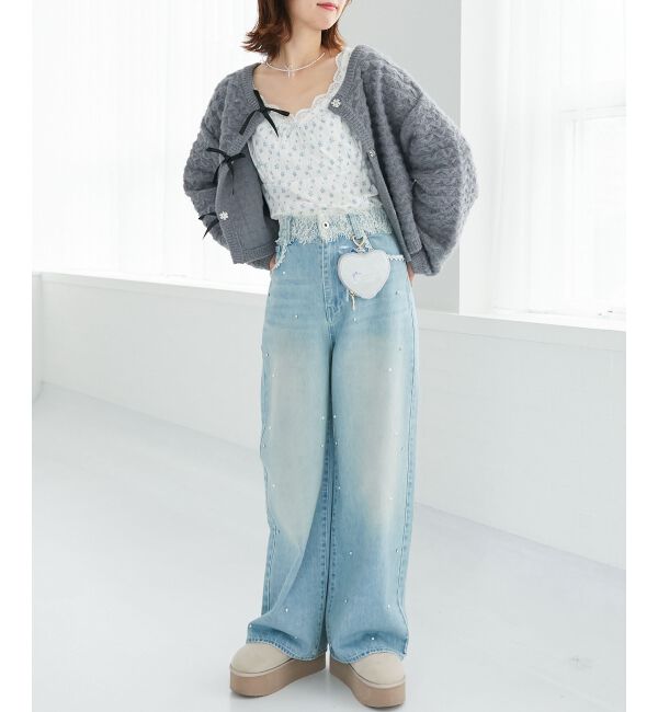  「フロントリボンショートカーディガン」|カーディガン|