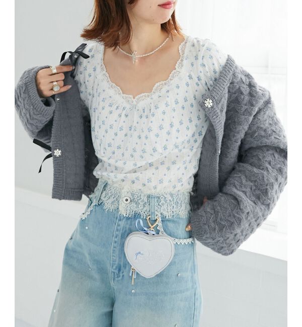  「フロントリボンショートカーディガン」|カーディガン|