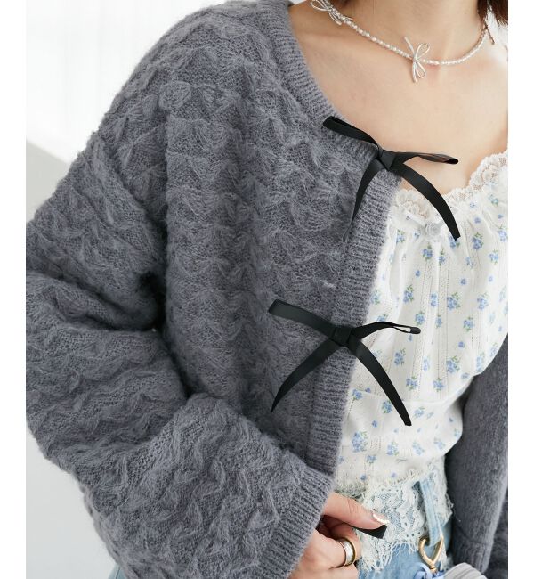  「フロントリボンショートカーディガン」|カーディガン|