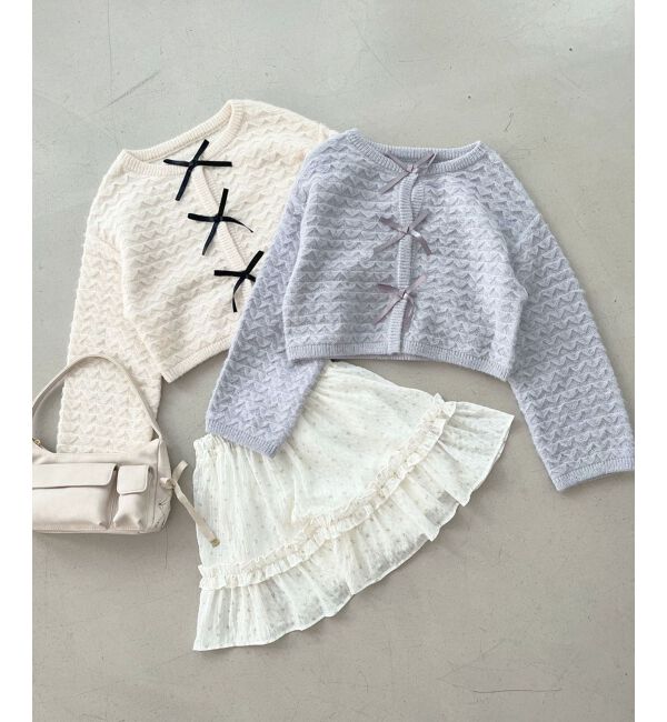  「フロントリボンショートカーディガン」|カーディガン|