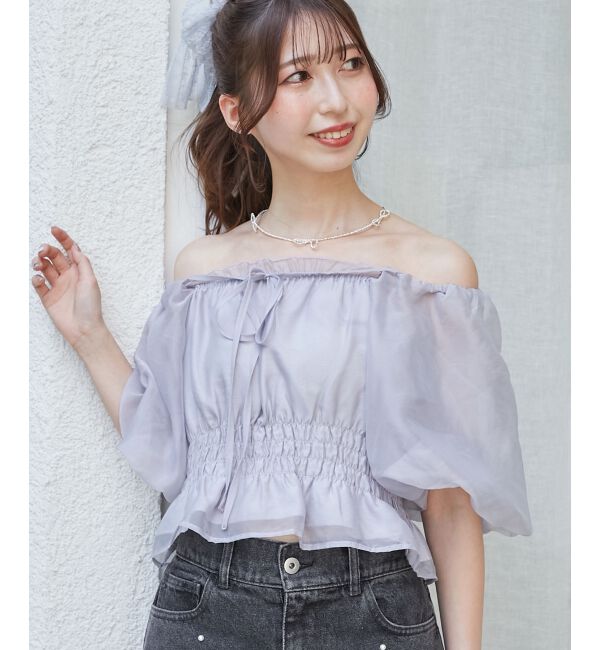  「前後2wayバルーン袖ブラウス」|シャツ・ブラウス|ブルー