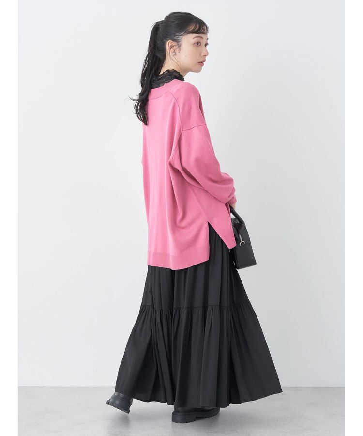 earth music&ecology「サイドスリットルーズVネックカーディガン」|カーディガン|