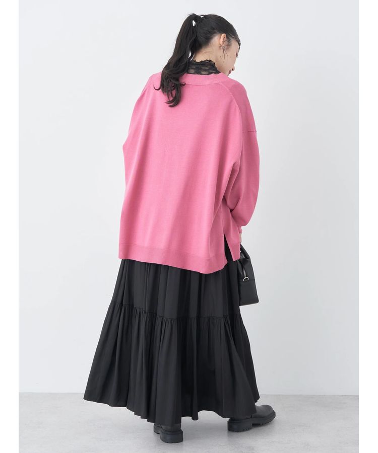 earth music&ecology「サイドスリットルーズVネックカーディガン」|カーディガン|