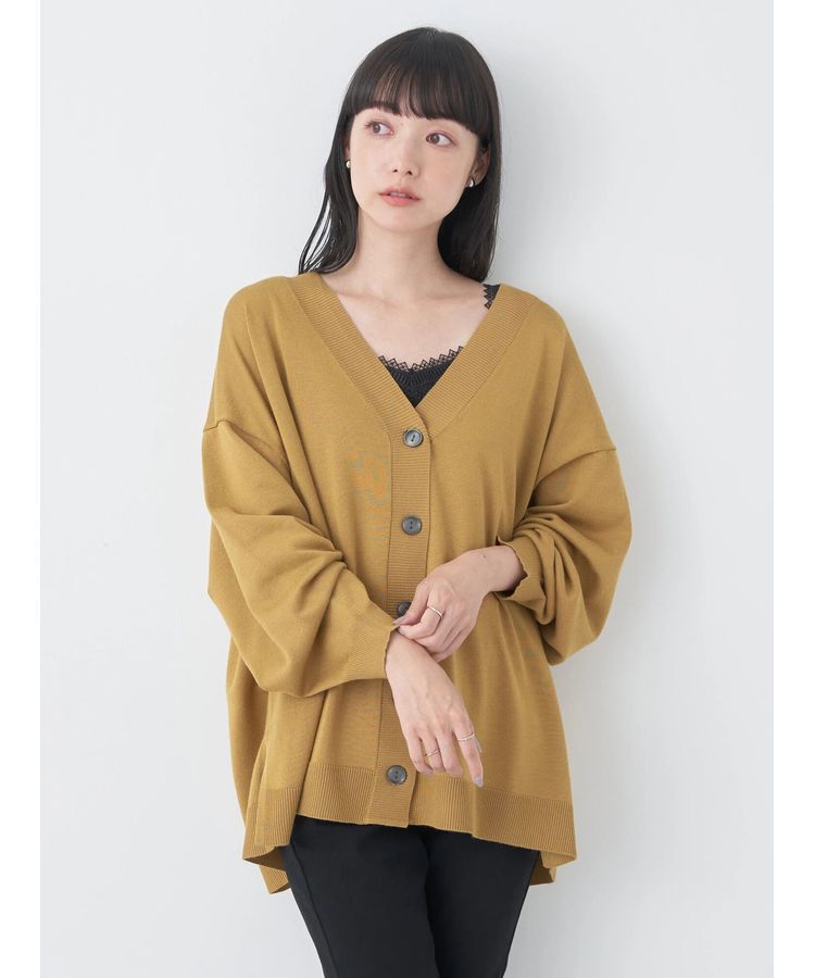 earth music&ecology「サイドスリットルーズVネックカーディガン」|カーディガン|